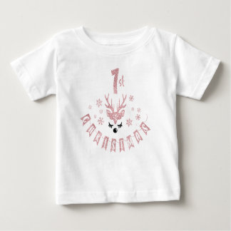 Meine ersten Weihnachten Moderne Rosa und Weiße Re Baby T-shirt