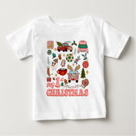 Meine ersten Weihnachten Niedlich Groovy Retro Bil Baby T-shirt
