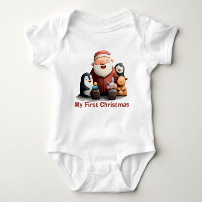Meine ersten Weihnachten Niedlich Weihnachten Weih Baby Strampler (Vorderseite)