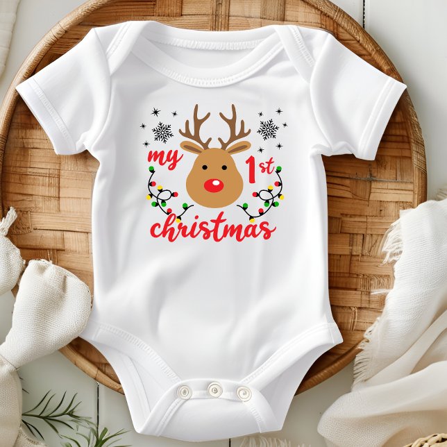 Meine ersten Weihnachten Niedliche moderne Rentier Baby Strampler (Von Creator hochgeladen)