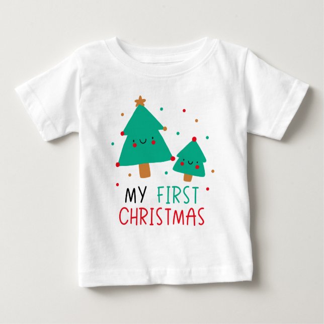 Meine ersten Weihnachten - Niedliche Weihnachtsbäu Baby T-shirt (Vorderseite)