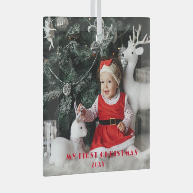 Meine ersten Weihnachten - Niedliches Baby Foto Or Ornament Aus Glas (Vorderseite Rechts)