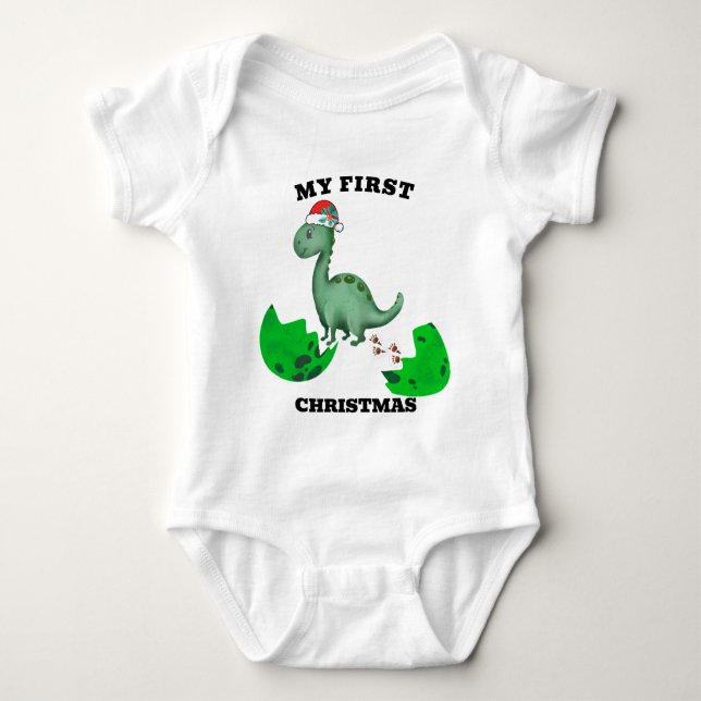 Meine ersten Weihnachten T-Rex Dinosaurier-Kinder  Baby Strampler (Vorderseite)