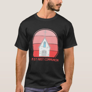 Meine Erstkommunion Rosa Kirche Religiös Katholisc T-Shirt