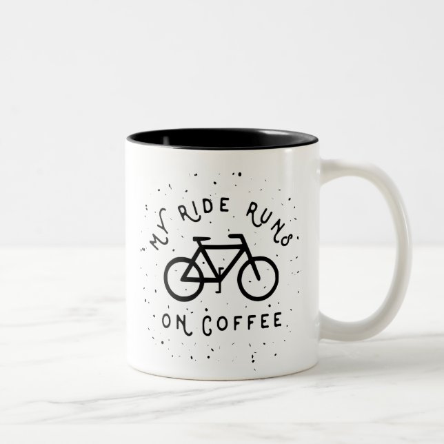 Meine Fahrläufe auf Kaffee - Radfahrer Zweifarbige Tasse (Rechts)