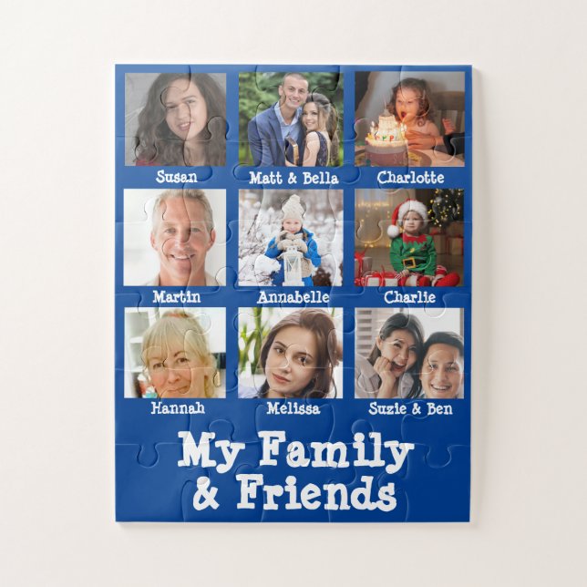 Meine Familie und Freunde Name & Foto Blaue Demenz Puzzle (Vertikal)