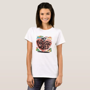 Meine fantastische Welt Farbiges Herzdesign T-Shirt