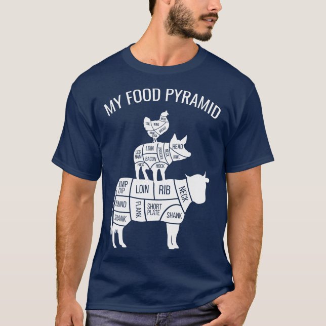 Meine Fastenschwanzpyramide Funny Carnivorne Cow P T-Shirt (Vorderseite)