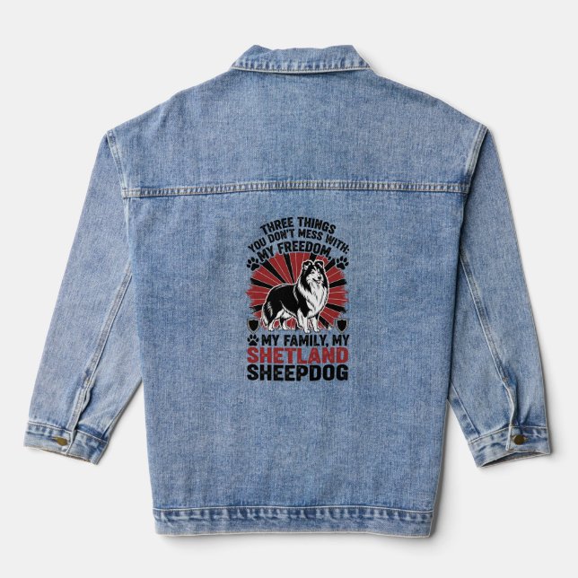Meine Freiheit, meine Familie, meine Shetland Jeansjacke (Rückseite)