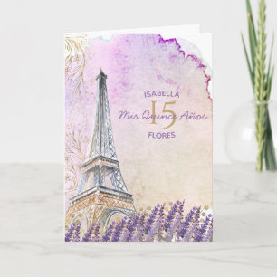 Meine fünfzehn Jahre Paris Eiffelturm Lavendel Einladung