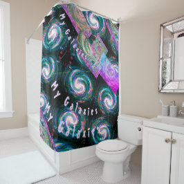 Meine Galaxien Patchwork Karte in grün und Lila Duschvorhang