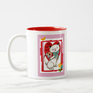 Meine ganze Liebevalentine-Katzen-Tasse Zweifarbige Tasse