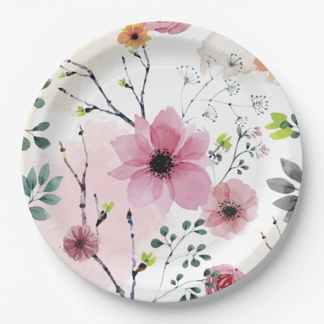 Meine Garden-Blume (Aquarelltechnik) Pappteller (Vorderseite)