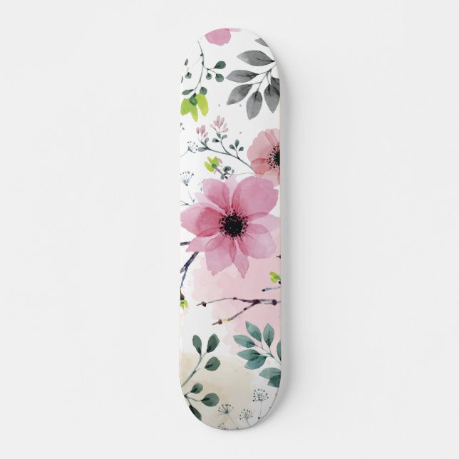 Meine Garden-Blume (Aquarelltechnik) Skateboard (Vorne)