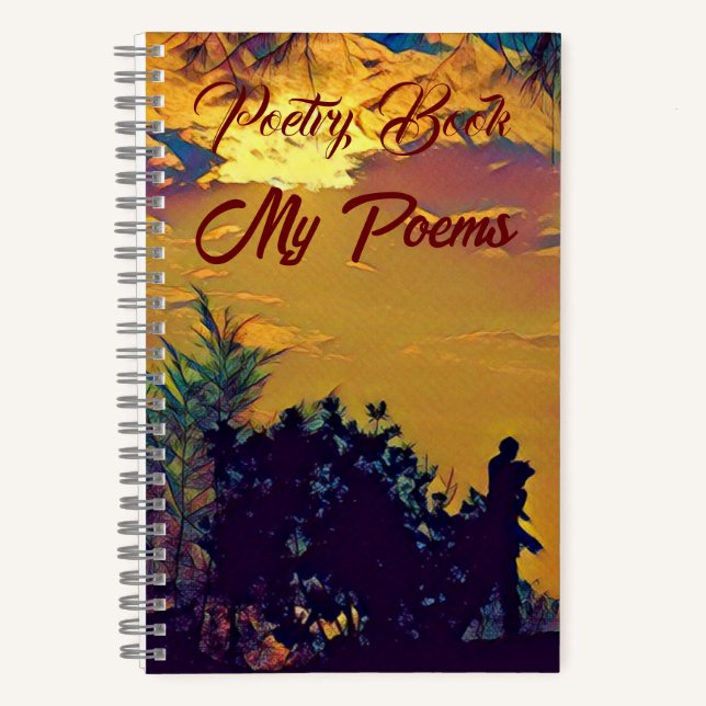 Meine Gedichte warmen Sonnenaufgang Wasserfarbenwe Notizbuch (Vorderseite)