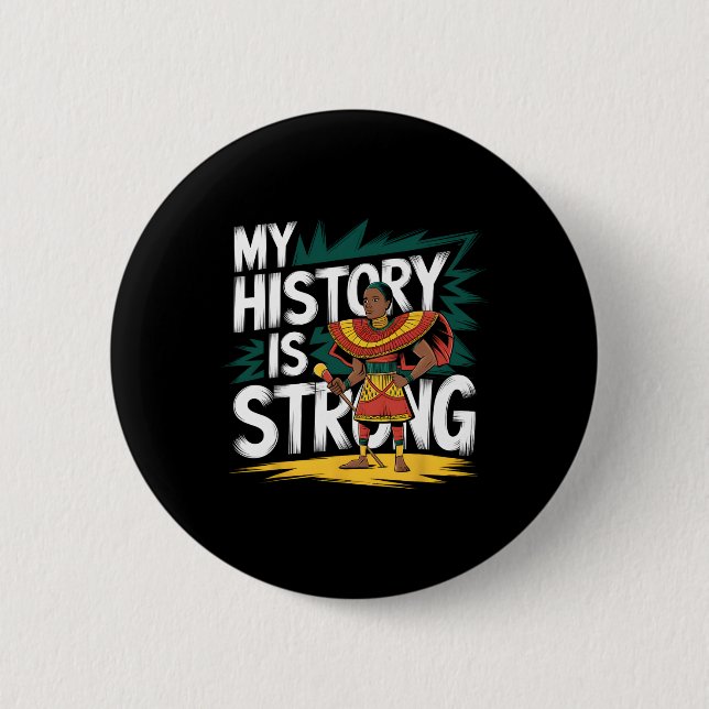 Meine Geschichte ist starker schwarzer Monat afroa Button (Vorderseite)