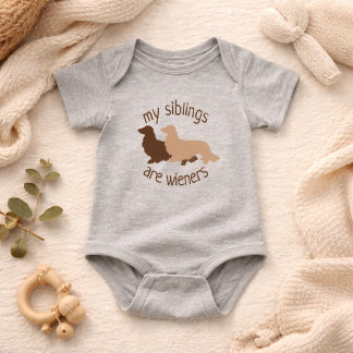 Meine Geschwister sind Langhaar Wiener Dachshunde Baby Strampler