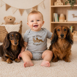 Meine Geschwister sind Langhaar-Wiener-Dachshunde Baby Strampler