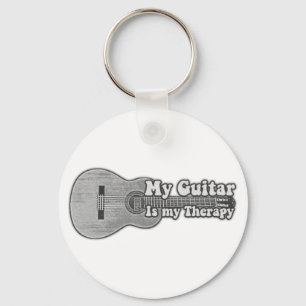 Meine Gitarre ist meine Therapie. Rückenlehne und Schlüsselanhänger
