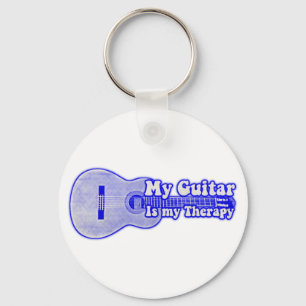 Meine Gitarre ist meine Therapie. Vintage blaue Gi Schlüsselanhänger