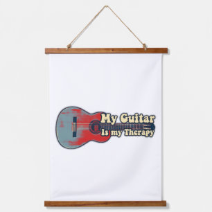 Meine Gitarre ist meine Therapie. Vintage rot und Wandteppich Mit Holzrahmen