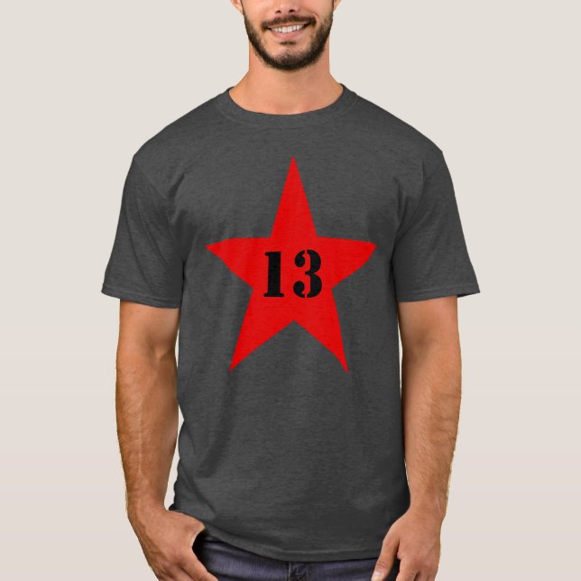 Meine Glückszahl Star - Nummer 13 (rot) T-Shirt (Vorderseite)