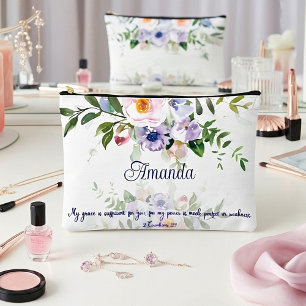 Meine Gnade ist ausreichend, blumig personalisiert Zubehörtasche