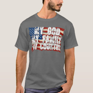 Meine Gott Familie LandAmerikanische Flagge USA Pa T-Shirt