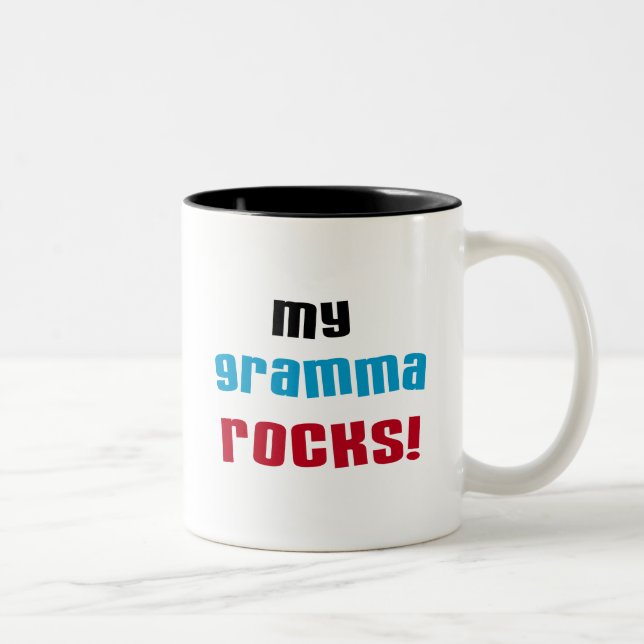 Meine Gramma Rocks T - Shirt und Geschenke Zweifarbige Tasse (Rechts)