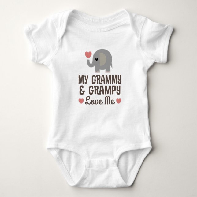 Meine Grammy und Grampy Liebe Me Elephant Baby Strampler (Vorderseite)