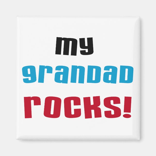 Meine Grandad Rocks T - Shirt und Geschenke Magnet (Vorne)