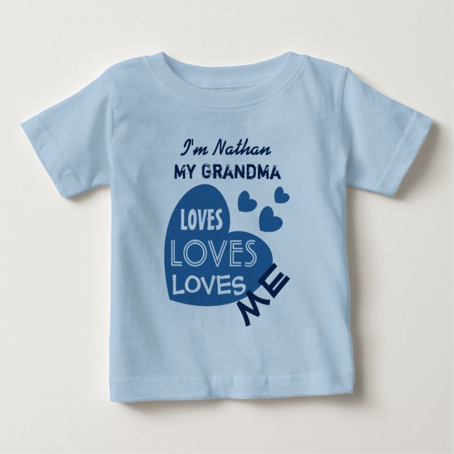 Meine GRANDMA-Lieben Me Blue Herz Custom Text V06 Baby T-shirt (Vorderseite)