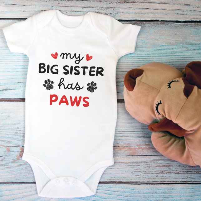 Meine große Schwester hat Pfoten Niedliche Liebhab Baby Strampler (My Big Sister Has Paws Cute Pet Lovers Baby Bodysuit)