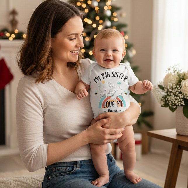 Meine große Schwester Liebe mit Personalisiertem N Baby Strampler (My Big Sister Loves Me Personalized Baby Bodysuit)