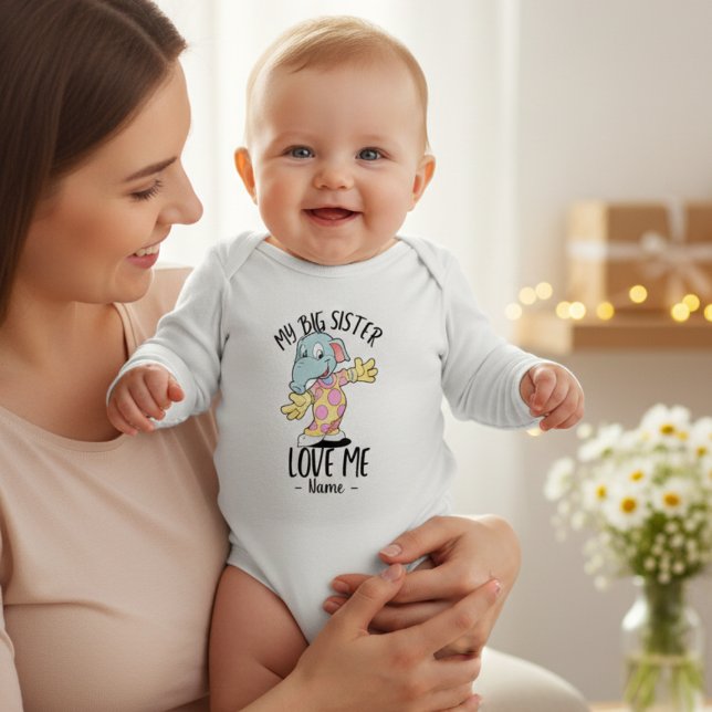 Meine große Schwester Liebe mit Personalisiertem N Baby Strampler (My Big Sister Loves Me Personalized Baby Bodysuit)