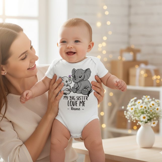 Meine große Schwester Liebe mit Personalisiertem N Baby Strampler (My Big Sister Loves Me Personalized Baby Bodysuit)