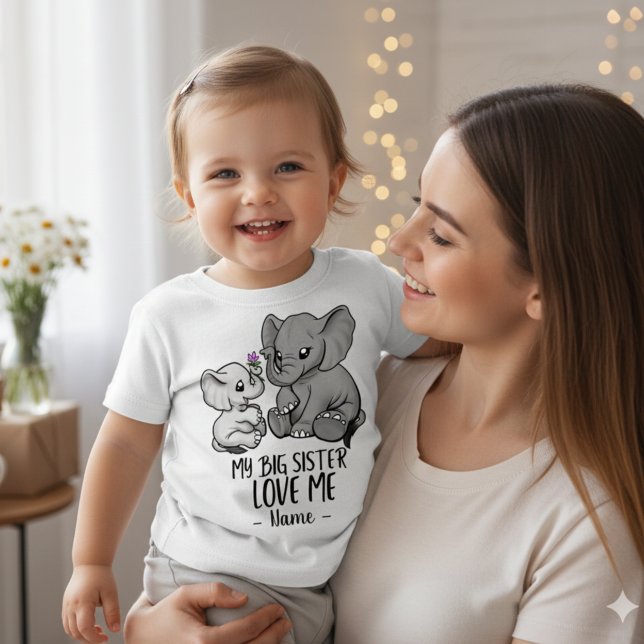 Meine große Schwester Liebe mit Personalisiertem N Kleinkind T-shirt (My Big Sister Love Me With Personalized Name Toddler T-shirt)