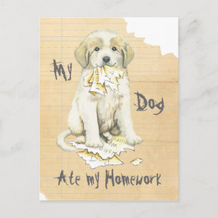 Meine großen Pyrenäen aßen meine Hausaufgaben Postkarte