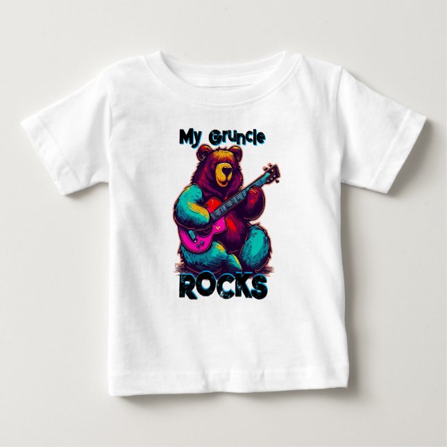 Meine Gruncle Rocks! Farbenfroher Bär Baby T-shirt (Vorderseite)