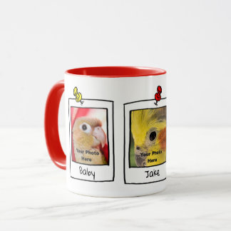 Meine Haustiervögel Retro-Fotocollage Tasse