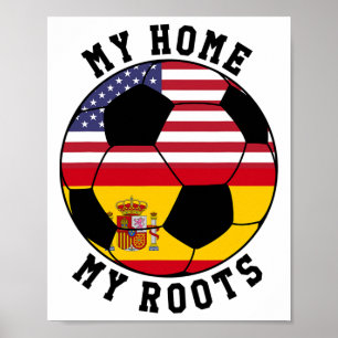 Meine Heimat Meine Wurzeln Spanien Flagge Fußball Poster