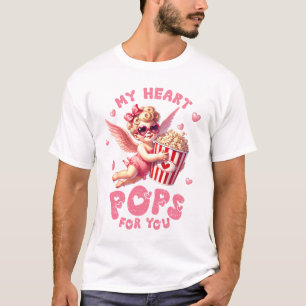Meine Herz-Pop für dich" Niedliches Popcorn-Design T-Shirt