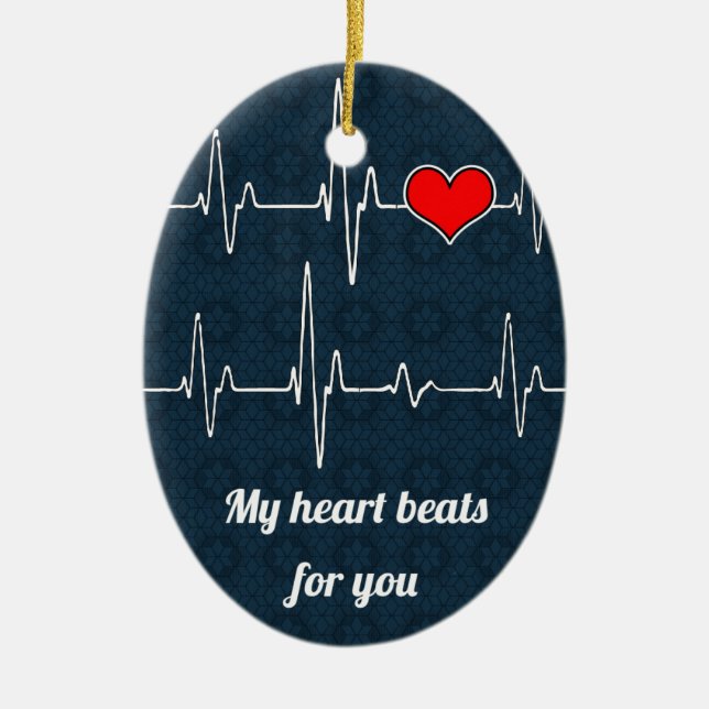 Meine Herzschläge für Sie und ECG Keramik Ornament (Vorne)