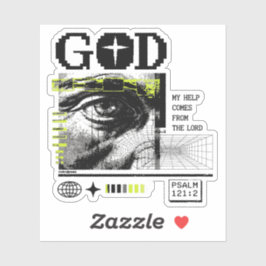 Meine Hilfe kommt vom Herrn Psalm 121:2 Retrowave Aufkleber