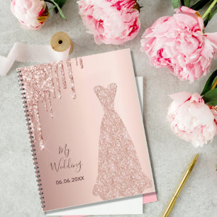 Meine Hochzeit Rose Gold Glitzer Tropfen Braut 202 Planer