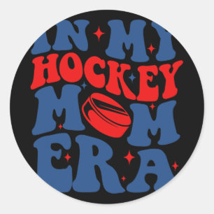 Meine Hockey-Mama Era Groovy Ice Hockey Mama Mama Runder Aufkleber
