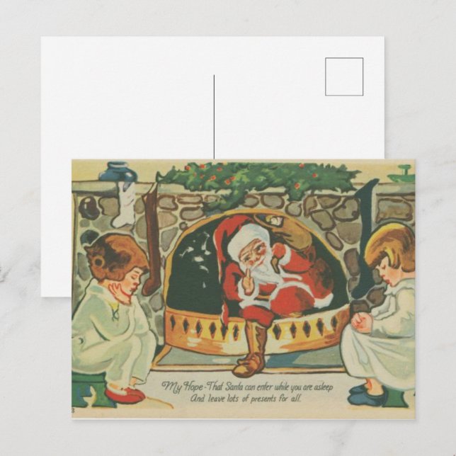 Meine Hoffnung - dass der Weihnachtsmann eintreten Postkarte (Vorne/Hinten)