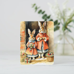 meine illustration weihnachtshasen vintage feiertagskarte