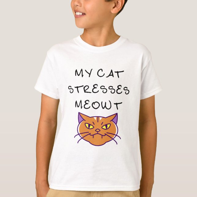 Meine Katze betont Meowt Funny Cat T-Shirt (Vorderseite)
