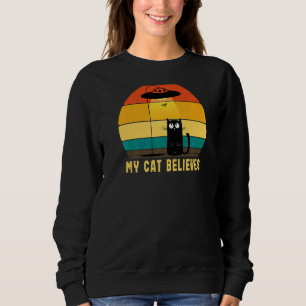 Meine Katze glaubt, dass Ufo Alien Abduction Retro Sweatshirt